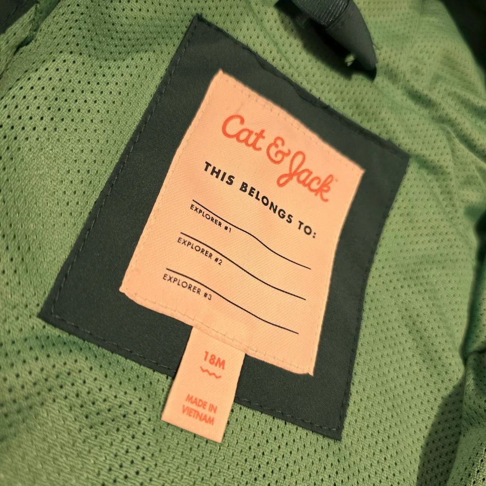 Cat & Jack Boys Lightweight Hooded‎ Toddler Jacket Green Size 18 Months